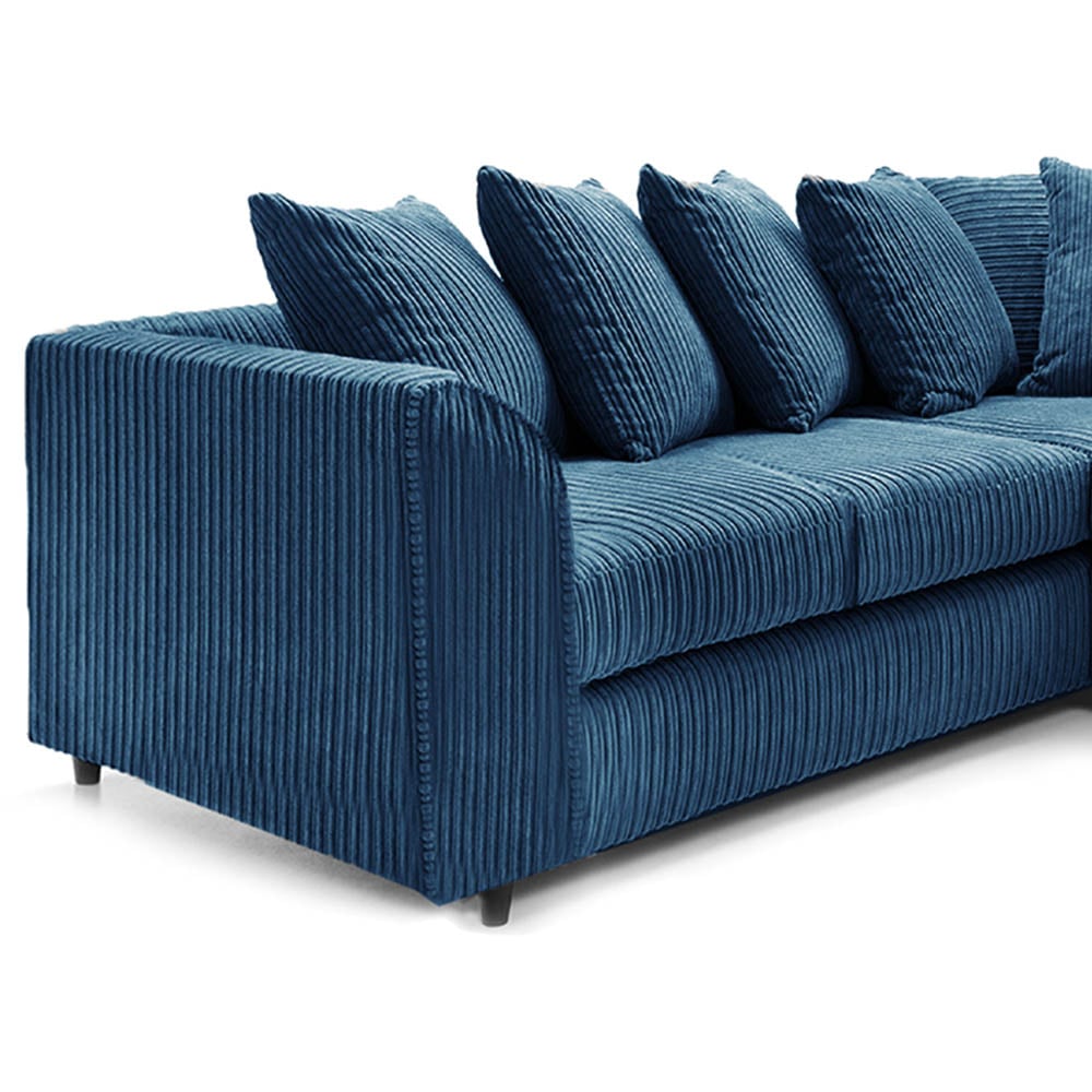 Luxor 5 Seater Marine Blue Jumbo Cord Scatter Back L Shaped Corner Sofa Set Image 3