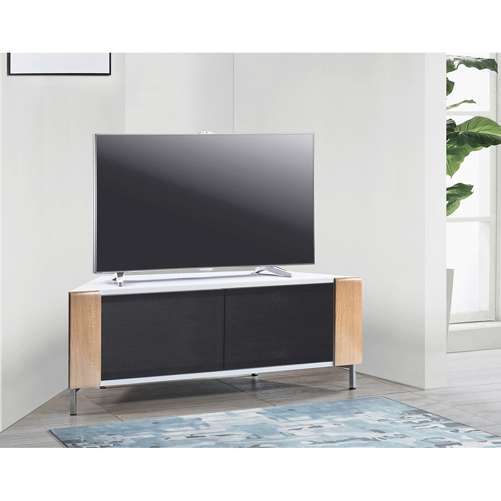 MDA Designs Corvus 2 Door White and Oak TV Cabinet Image 7