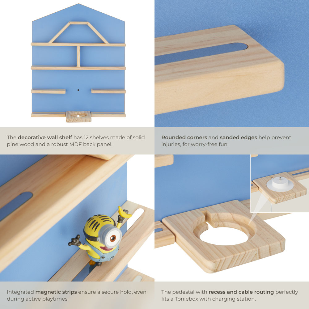 tectake Mylittle Story Blue House Design Wall Mounted Floating Shelf Image 5