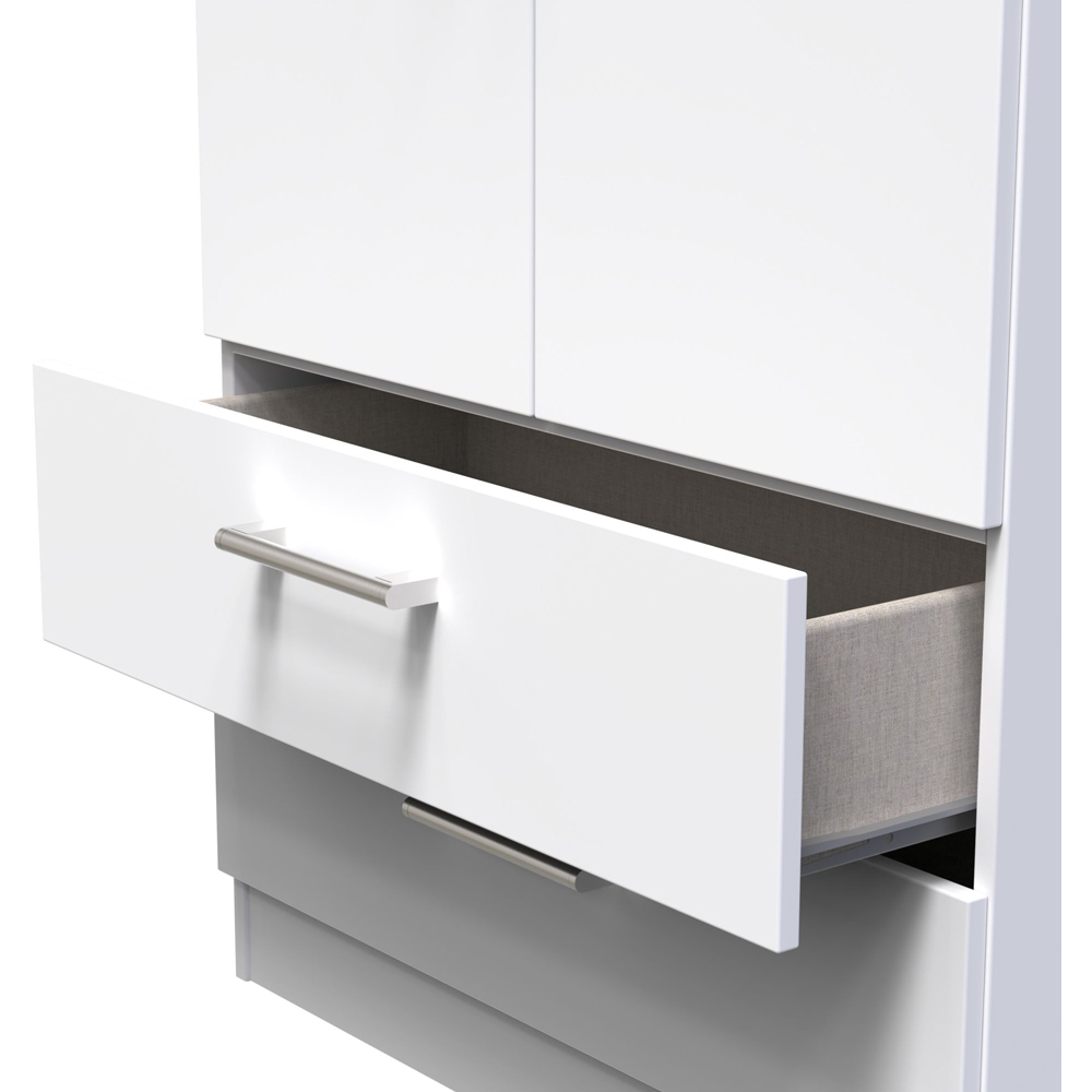 Crowndale Devon Ready Assembled 2 Door 2 Drawer White Matt Wardrobe Image 7