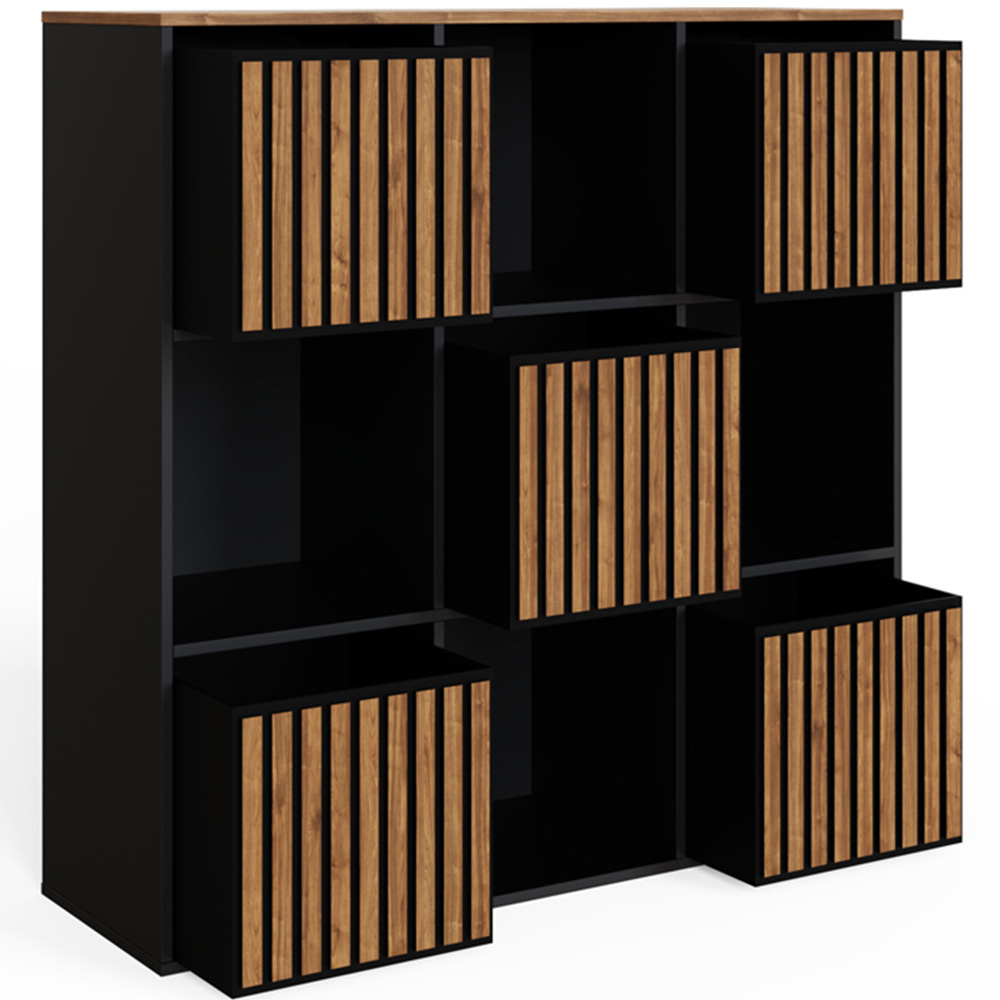 GFW Kube 5 Drawer 4 Shelf Black and Walnut Storage Unit Image 4