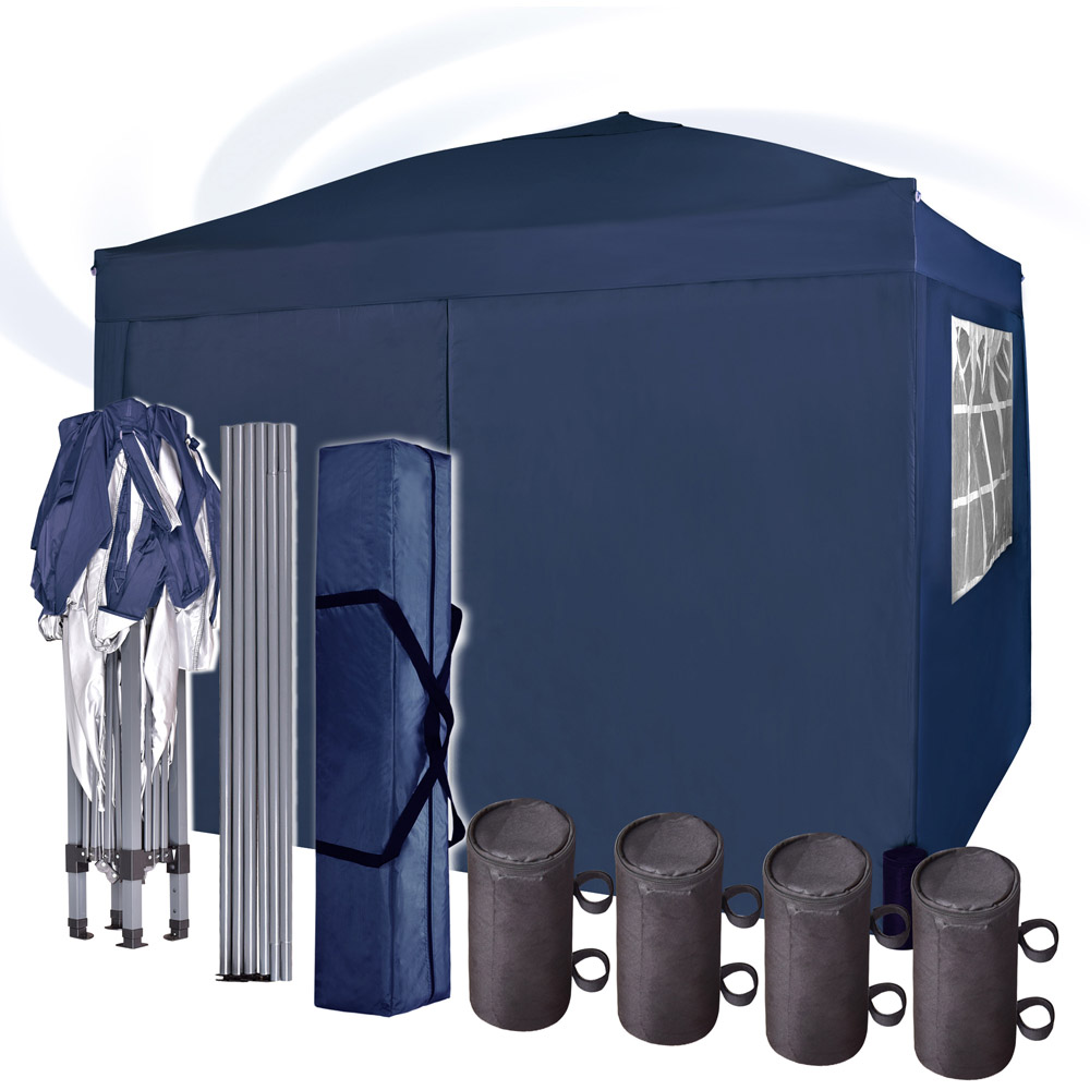 Blue Pop Up Outdoor Canopy Tent with Removable Sidewalls 3 x 3m Image 4