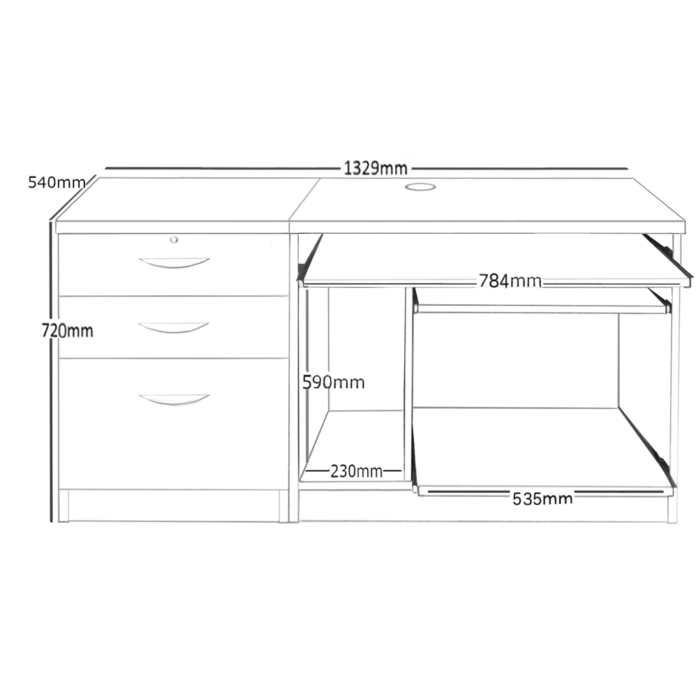 R White Cabinets 2 Drawer Single Cabinet Set-06 Computer Desk Dark Brown Image 5