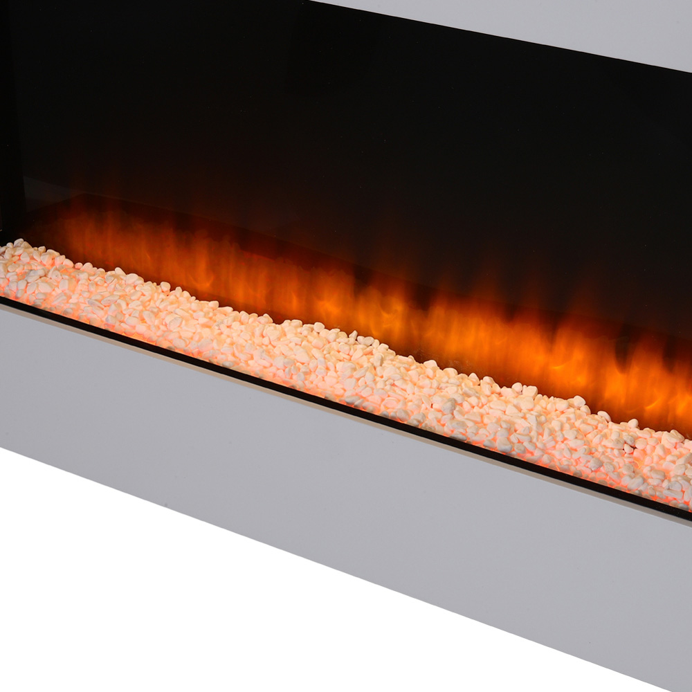 Living and Home 52 Inch Electric Fireplace White Surround Set with Left Night Light Remote Control Image 4