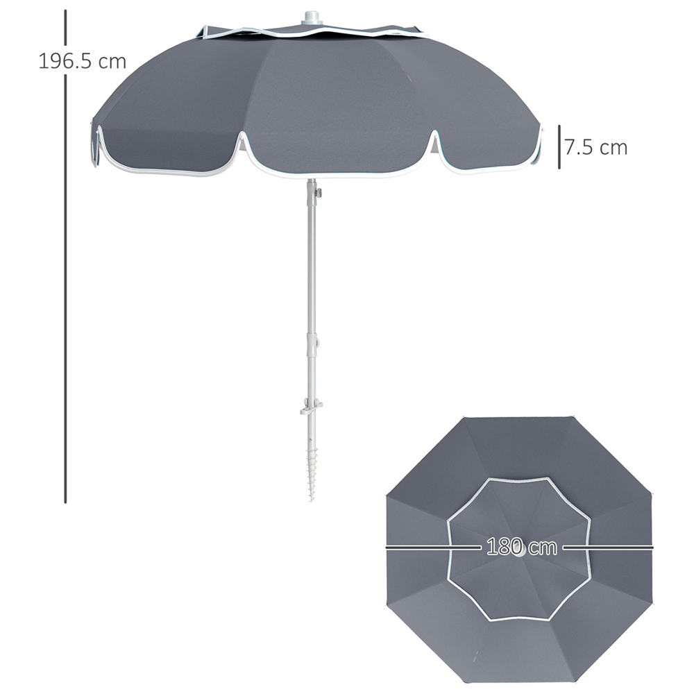 Outsunny Grey Tilting Portable Parasol 1.8m Image 9