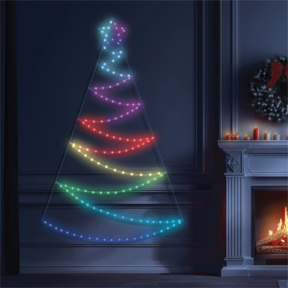 Xmas Haus 140 RGB LED Christmas Tree Silhouette Plastic Wall or Door Light with Star Topper 150cm Image 5