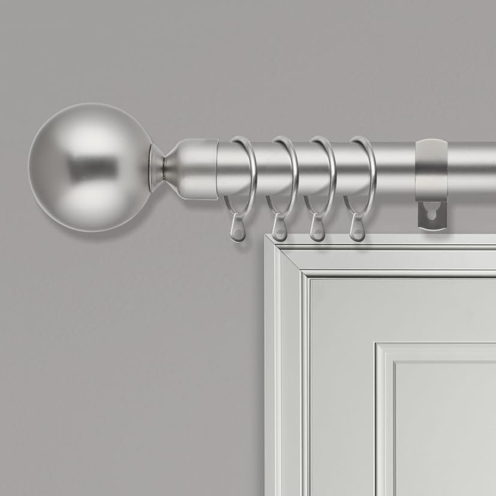 Home Treats 40 to 325cm Extendable Satin Nickel Metal Round Curtain Pole Image 2