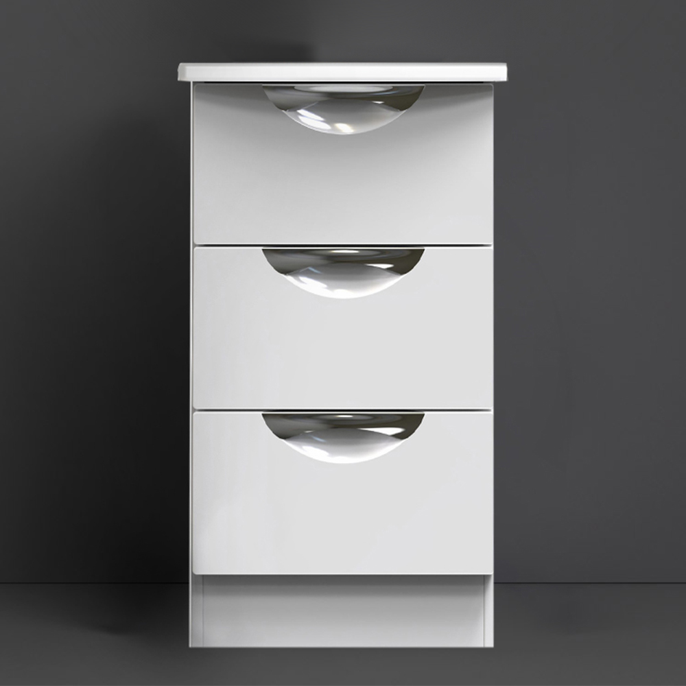 Crowndale Camden 3 Drawer White Gloss Bedside Table Image 1