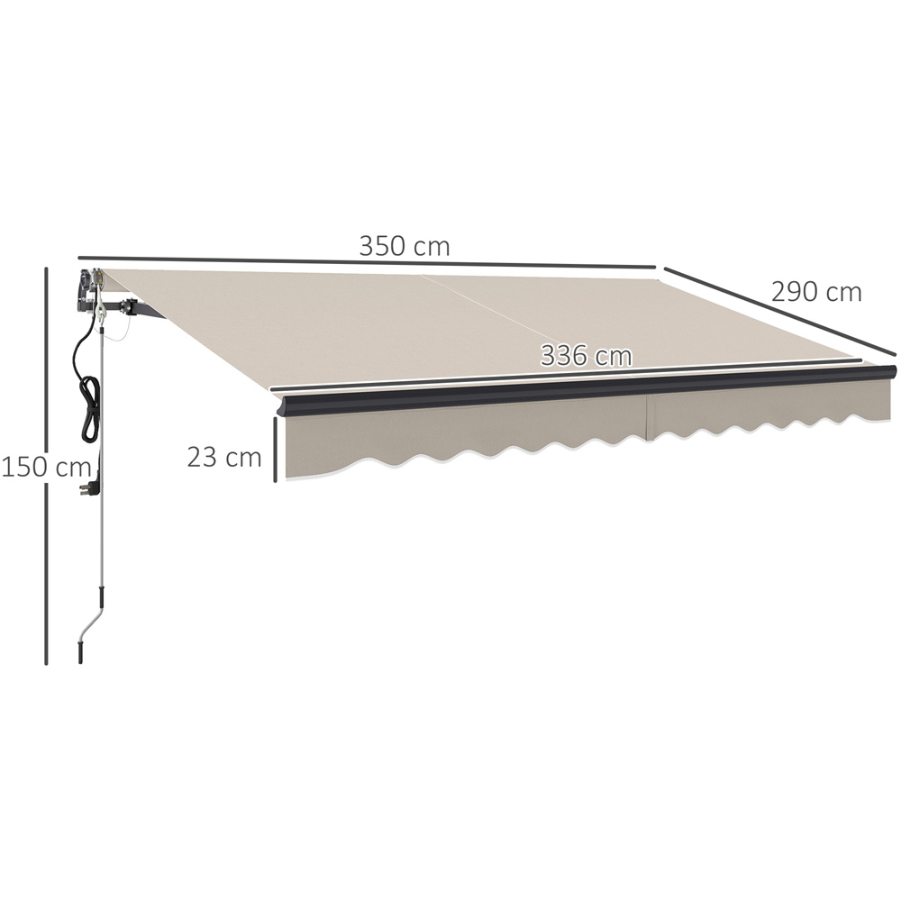 Outsunny 3.5 x 3m Beige Electric Retractable Awning Image 9