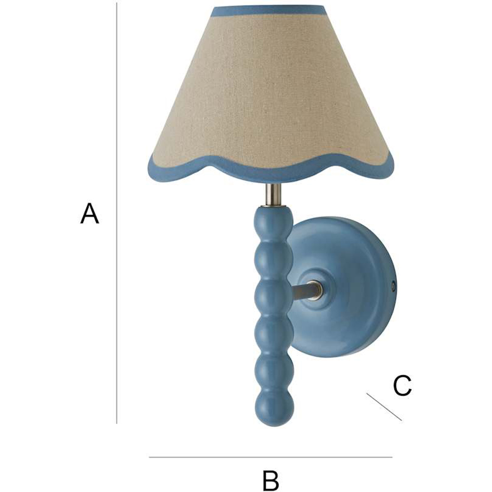 ValueLights Trim Scallop Shade Blue Bobbin LED Wall Light with Bulb Image 7