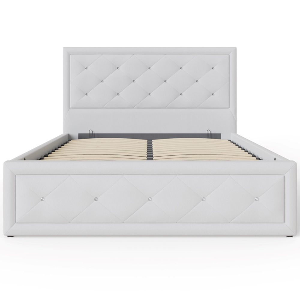 GFW Hollywood Double White Gas End Lift Ottoman Bed with Buttoned Headboard Image 2