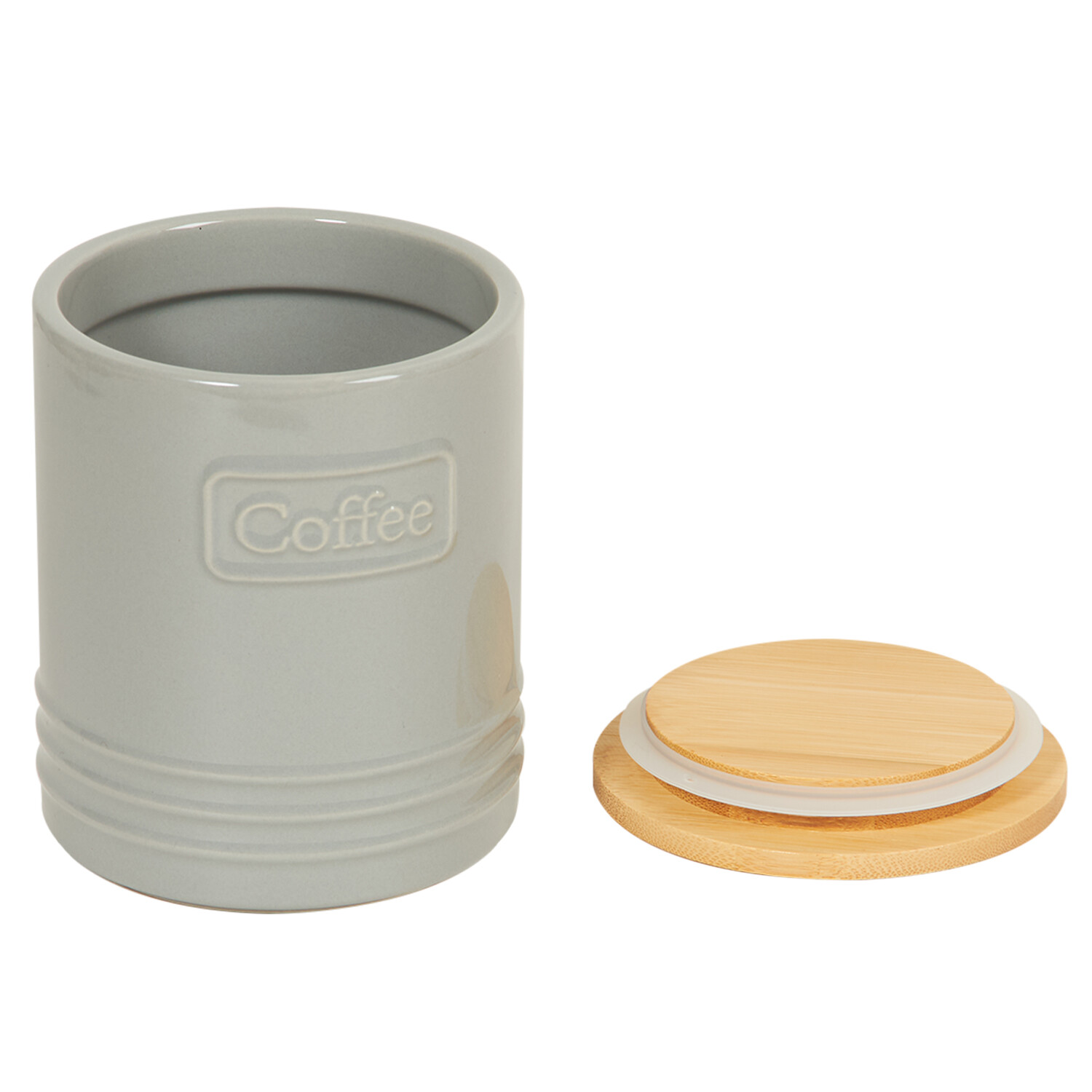 Canister with Bamboo Lid - Grey / Coffee Image 3