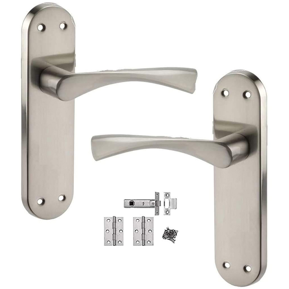 Golden Grace Satin Stainless Steel Twist Astrid Latch Door Handle Set 4 Pack Image 2