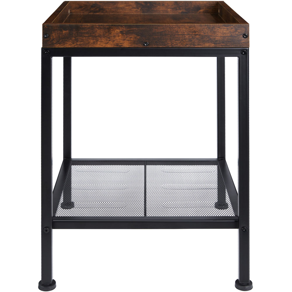 tectake Rochester Single Grid Shelf Dark Wood Bedside Table Image 4