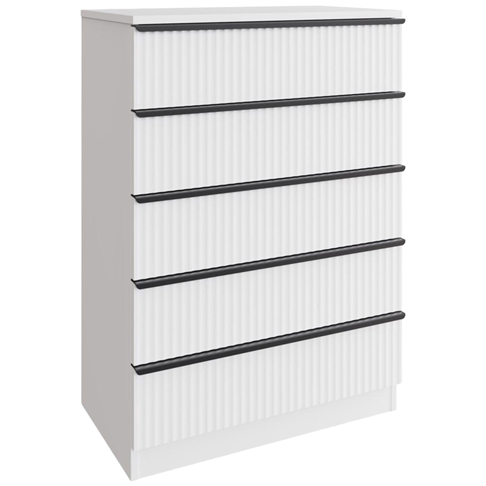 FWStyle Lania 5 Drawer White Scalloped Ripple Effect Chest of Drawers Image 2