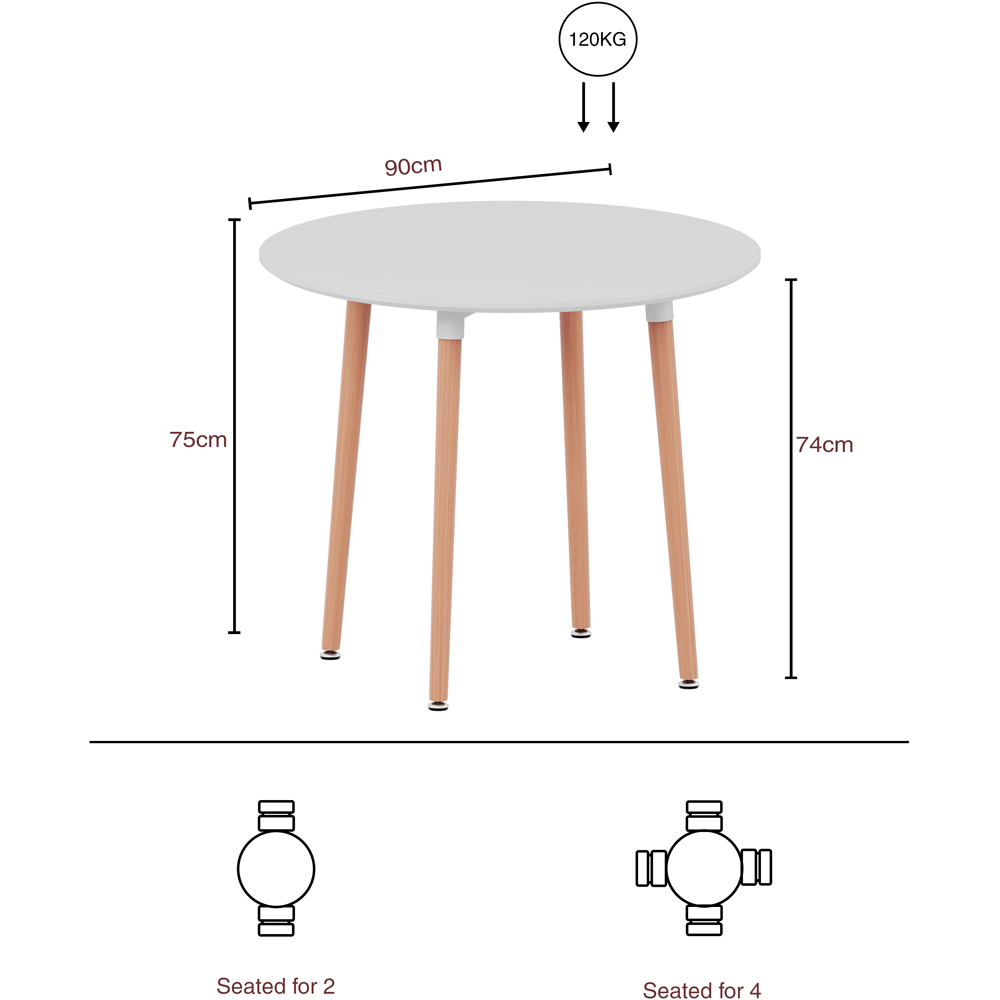 Vida Designs Batley 4 Seater Round Dining Table White Image 9