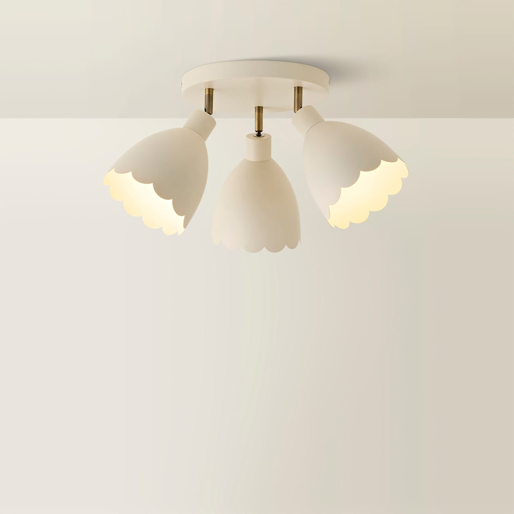 ValueLights Millie 3-Way Cream Scallop Adjustable Round Spotlight and Bulb Image 3