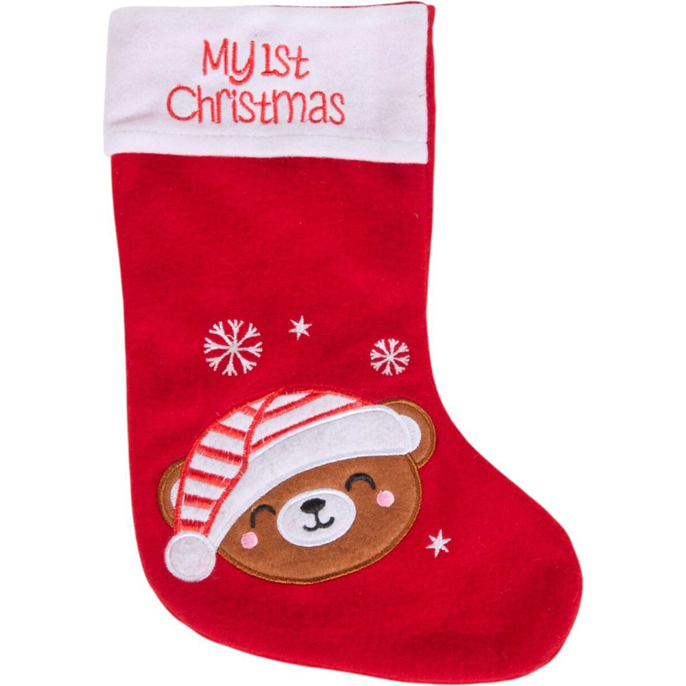 Bear Bib and Stocking Set Red Image 2