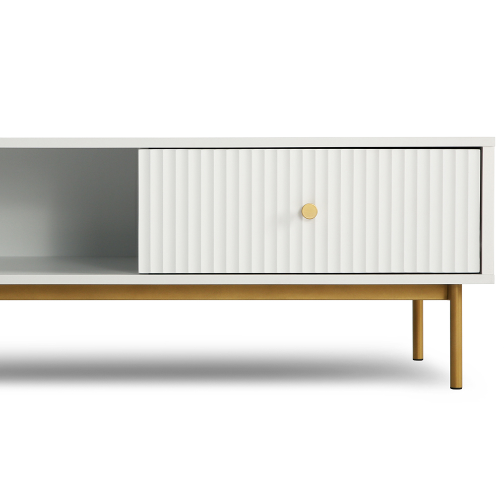 Devon Single Drawer Single Shelf White Coffee Table Image 4