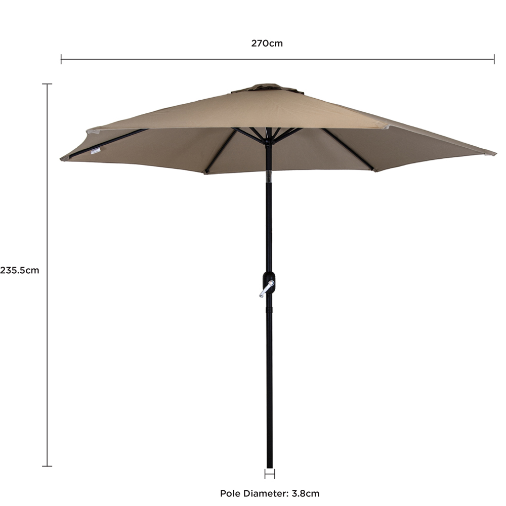 Charles Bentley Taupe Metal Crank and Tilt Parasol 2.7m Image 9