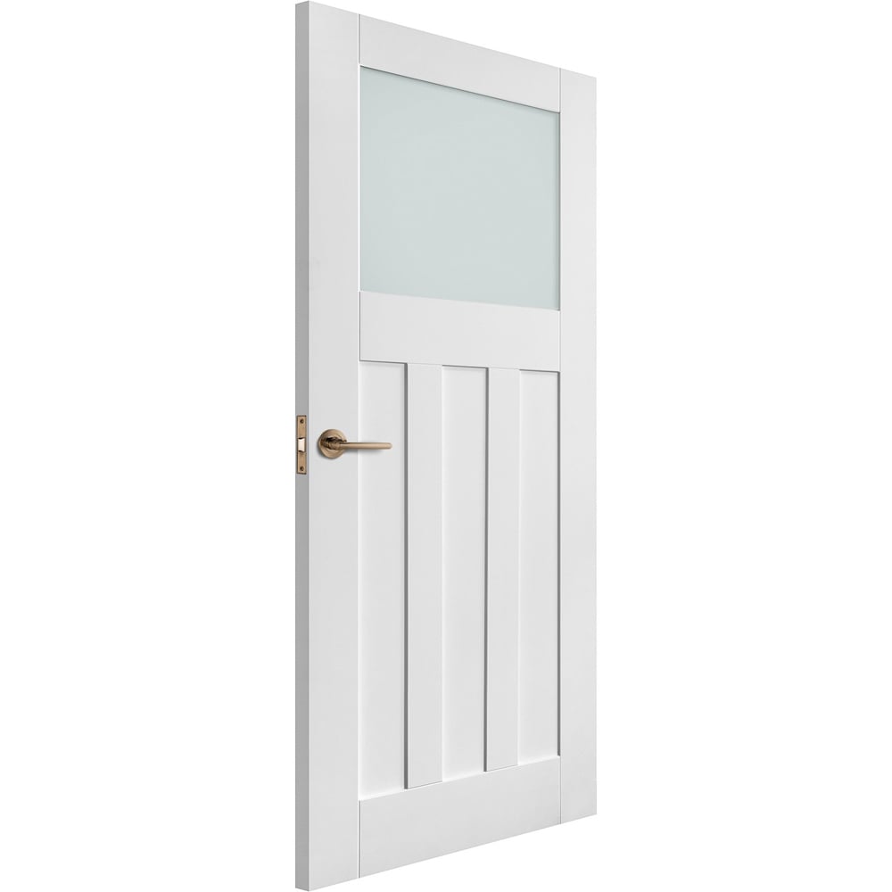 White Primed 1930s DX 3 Panel Light Obscure Glass Internal Door 1981 x 686 x 35mm Image 2