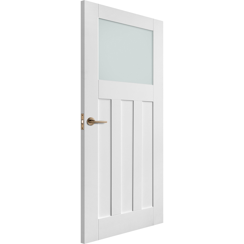 White Primed 1930s DX 3 Panel Light Obscure Glass Internal Door 1981 x 838 x 35mm Image 2