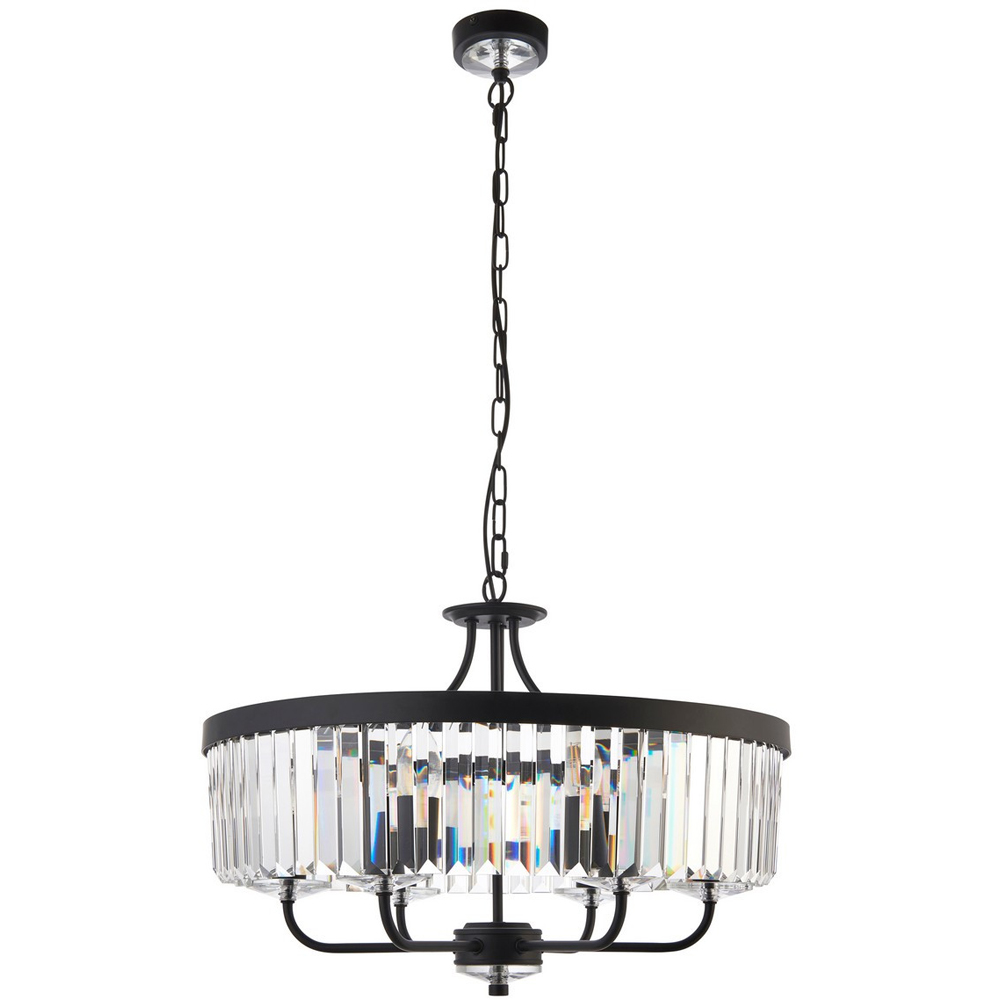Merano Ascoli Matt Black Cut Glass Multi Arm Pendant Flush Ceiling Lamp Image 1