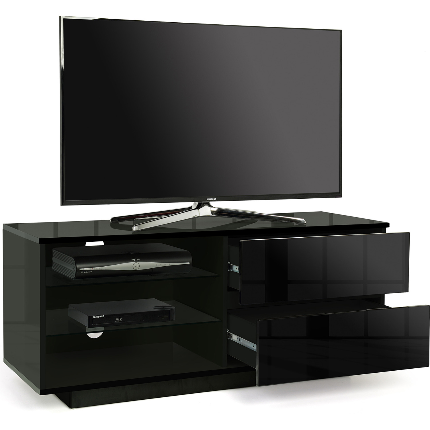 Centurion Supports Gallus 2 Drawer 3 Shelf Gloss Black TV Unit Image 7
