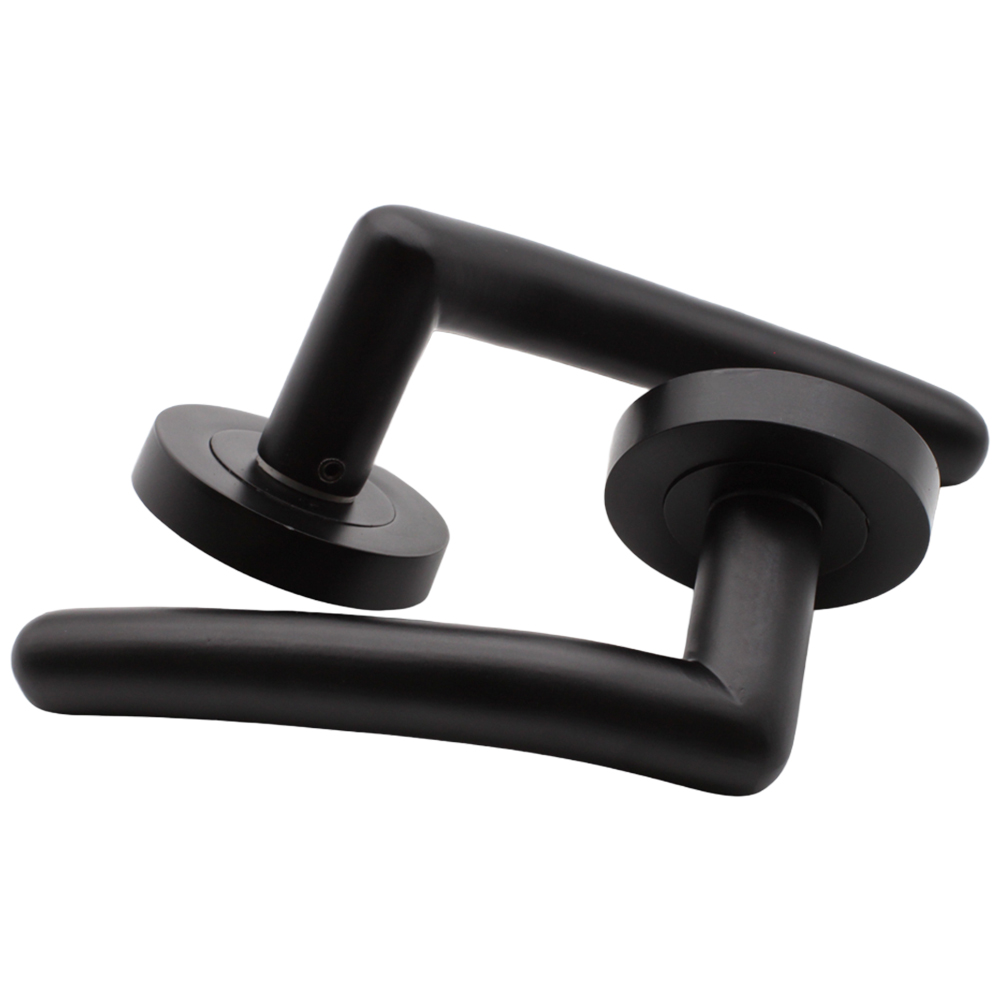 Spira Brass Mercury Matt Black Lever Door Handle 2 Pack Image 3