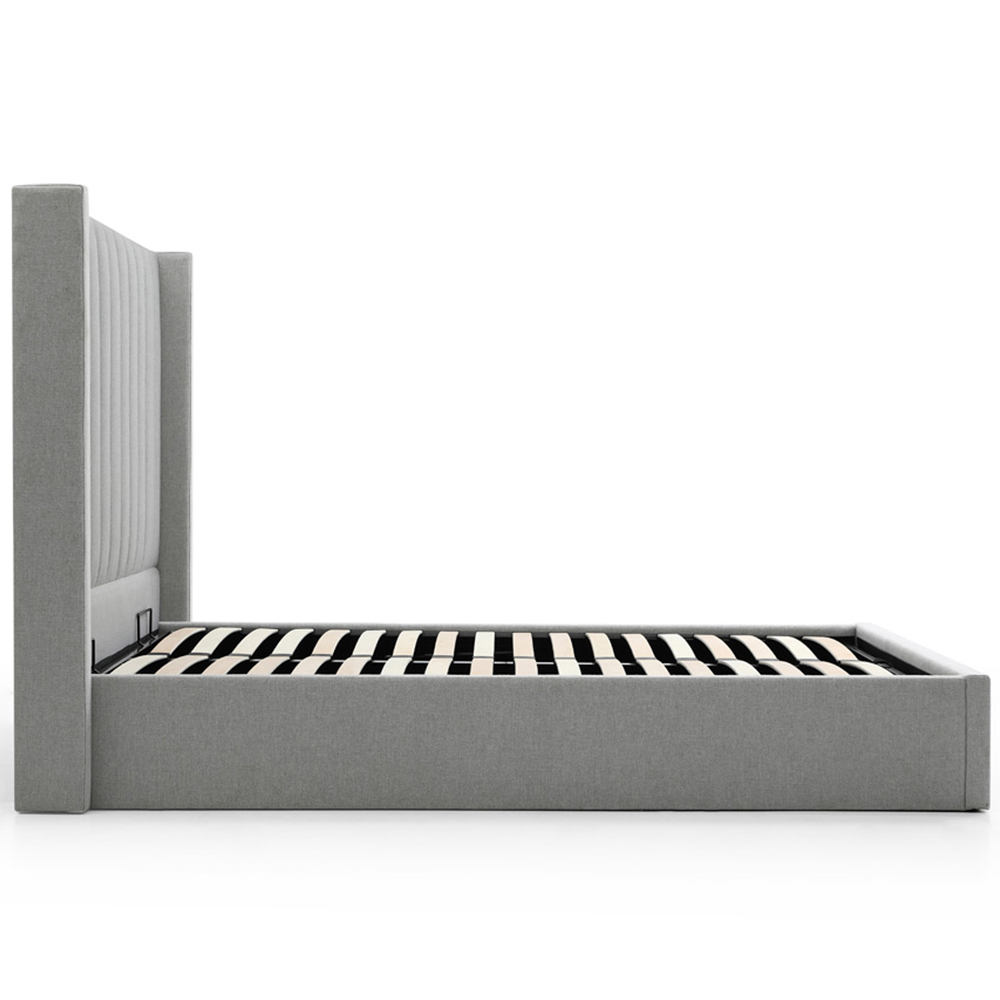 Atticus King Grey Faux Wool Ottoman Bed Image 6