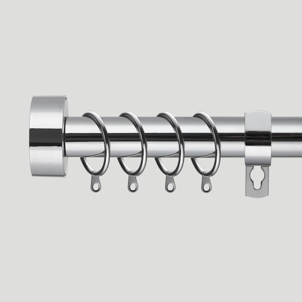 Home Treats 40 to 218cm Extendable Chrome Flat Curtain Pole Image 4