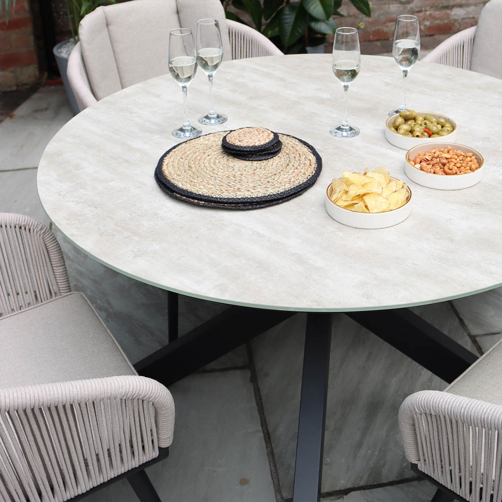Royalcraft Bali 4 Seater Round Ceramic Rope Dining Set Image 5