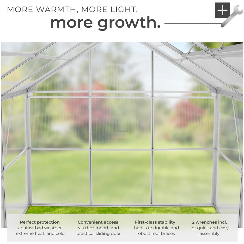tectake Clear Aluminium 6 x 8.5ft Greenhouse Image 3