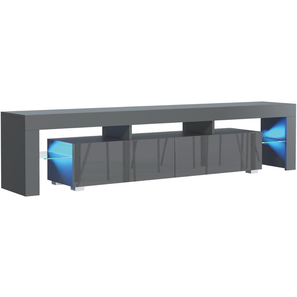 Creative Furniture Nova Dark Grey and Dark Grey Gloss 2 Door 3 Shelf TV Unit with LED Image 3