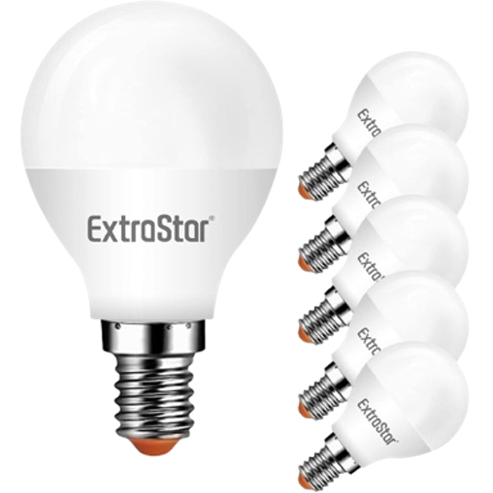 ExtraStar 6 Pack E14 5W Warm White Ball LED Light Bulb Image 1