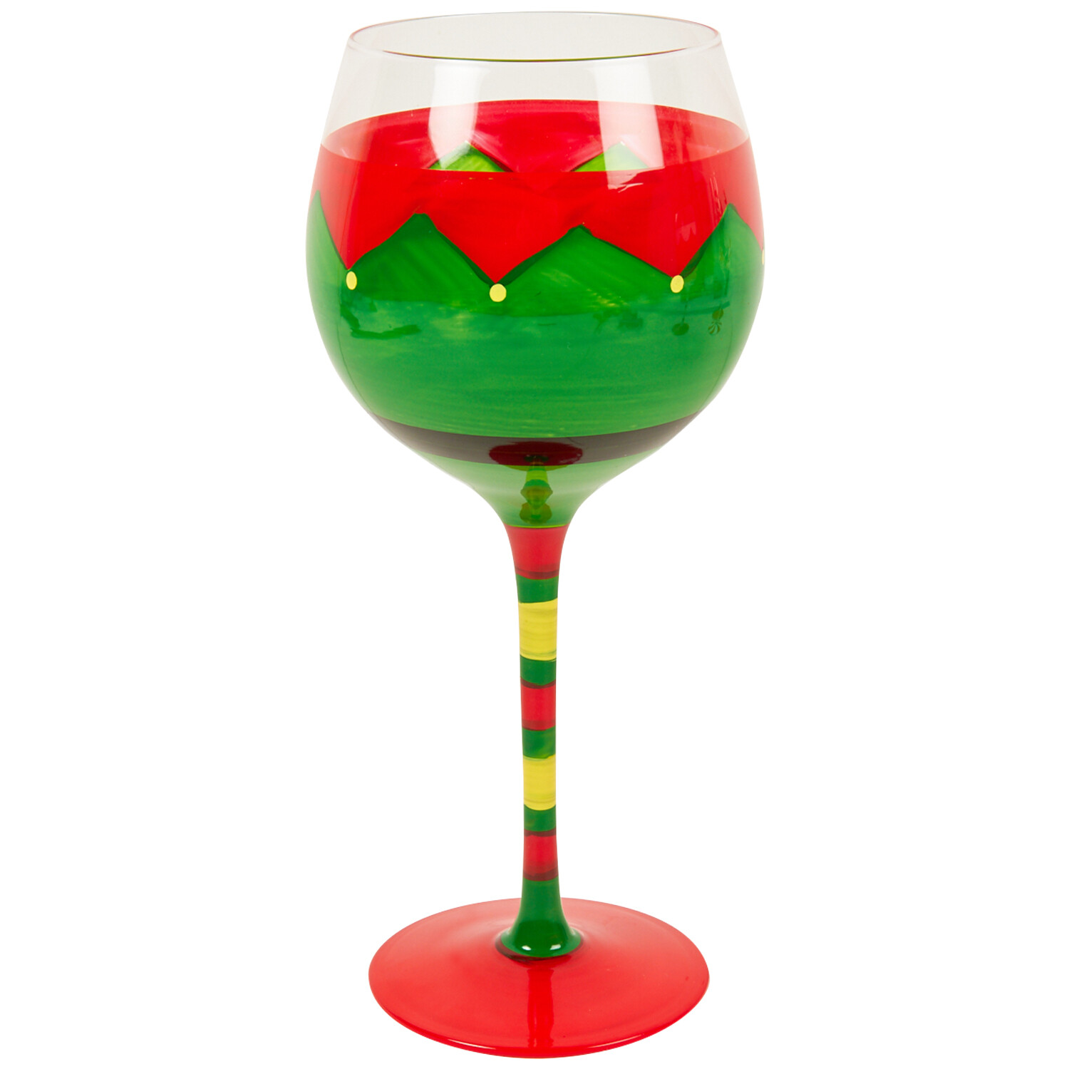 Novelty Christmas Wine Glass - Red and Green Image 1