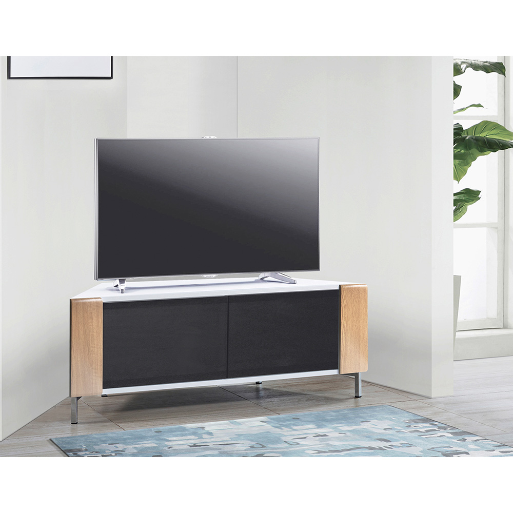 MDA Designs Corvus 2 Door White Oak and Black TV Cabinet Image 7