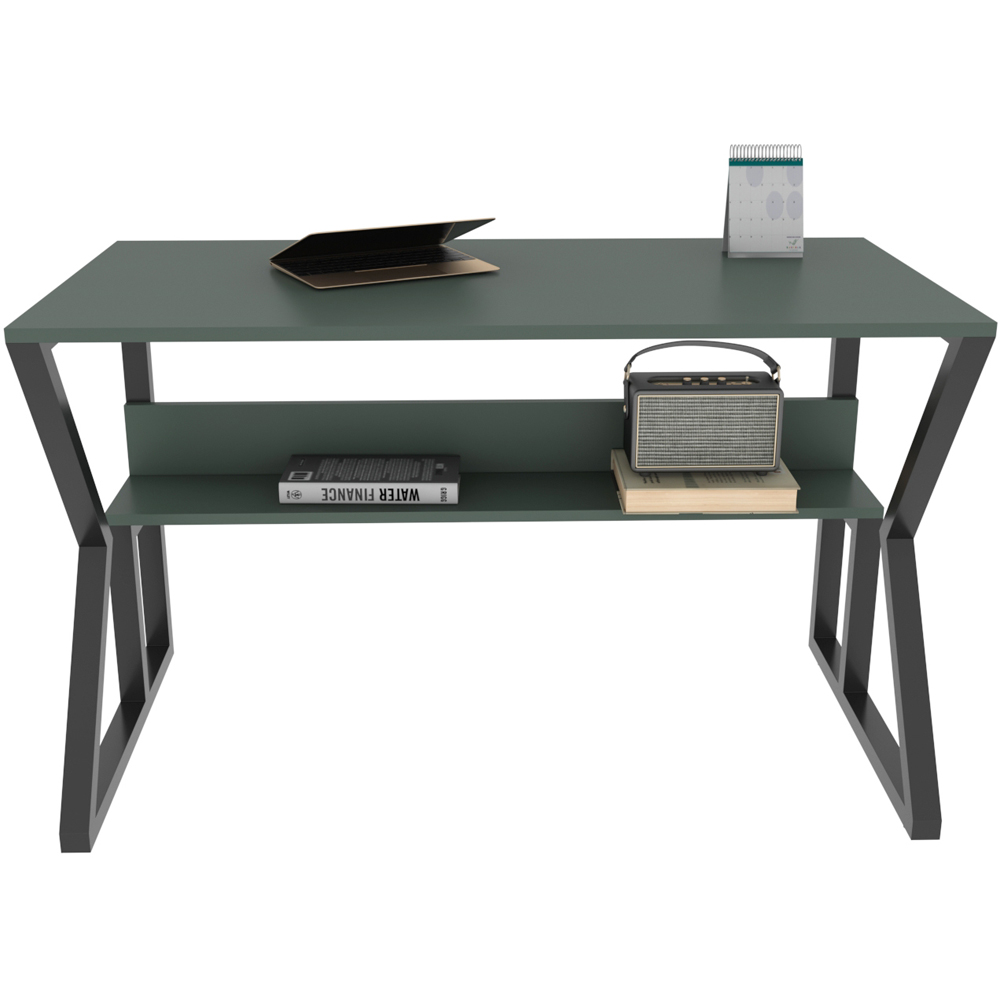 Decorotika Wake Single Shelf Computer Desk Green and Black Image 3