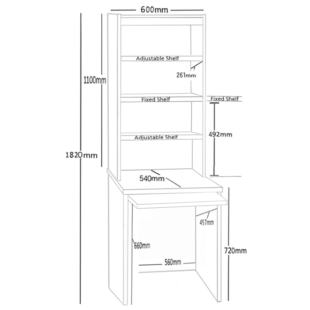 R White Cabinets 4 Shelf Small Laptop Desk with Keyboard Tray and Hutch Brown Image 5