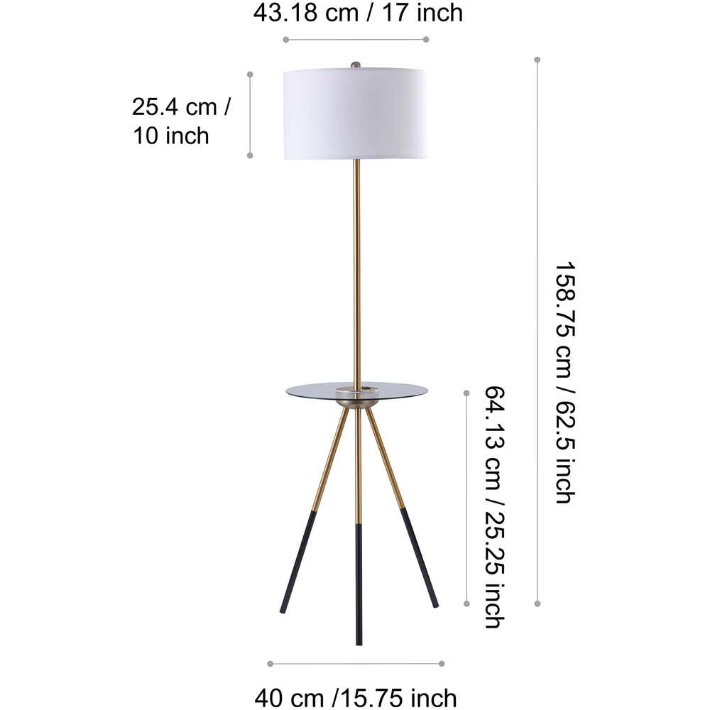 Teamson Home Myra Black Tripod Floor Lamp with USB Port and Glass Table Image 6
