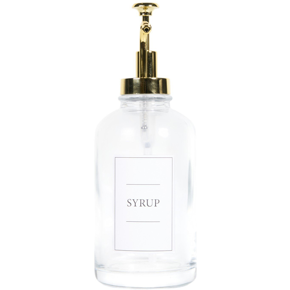 Syrup Dispenser with Gold Pump Clear and Gold Image 2