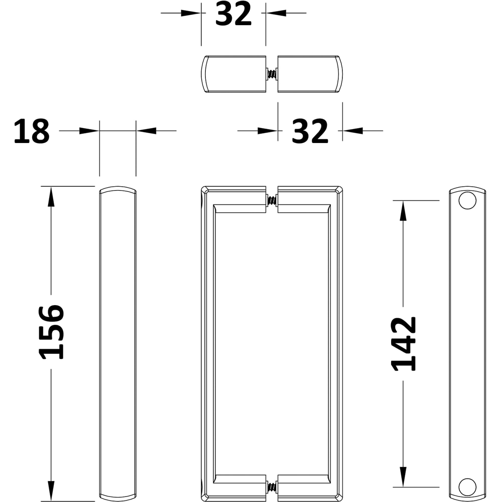 nuie Chrome Ella Square Handle 156 x 18mm Image 2