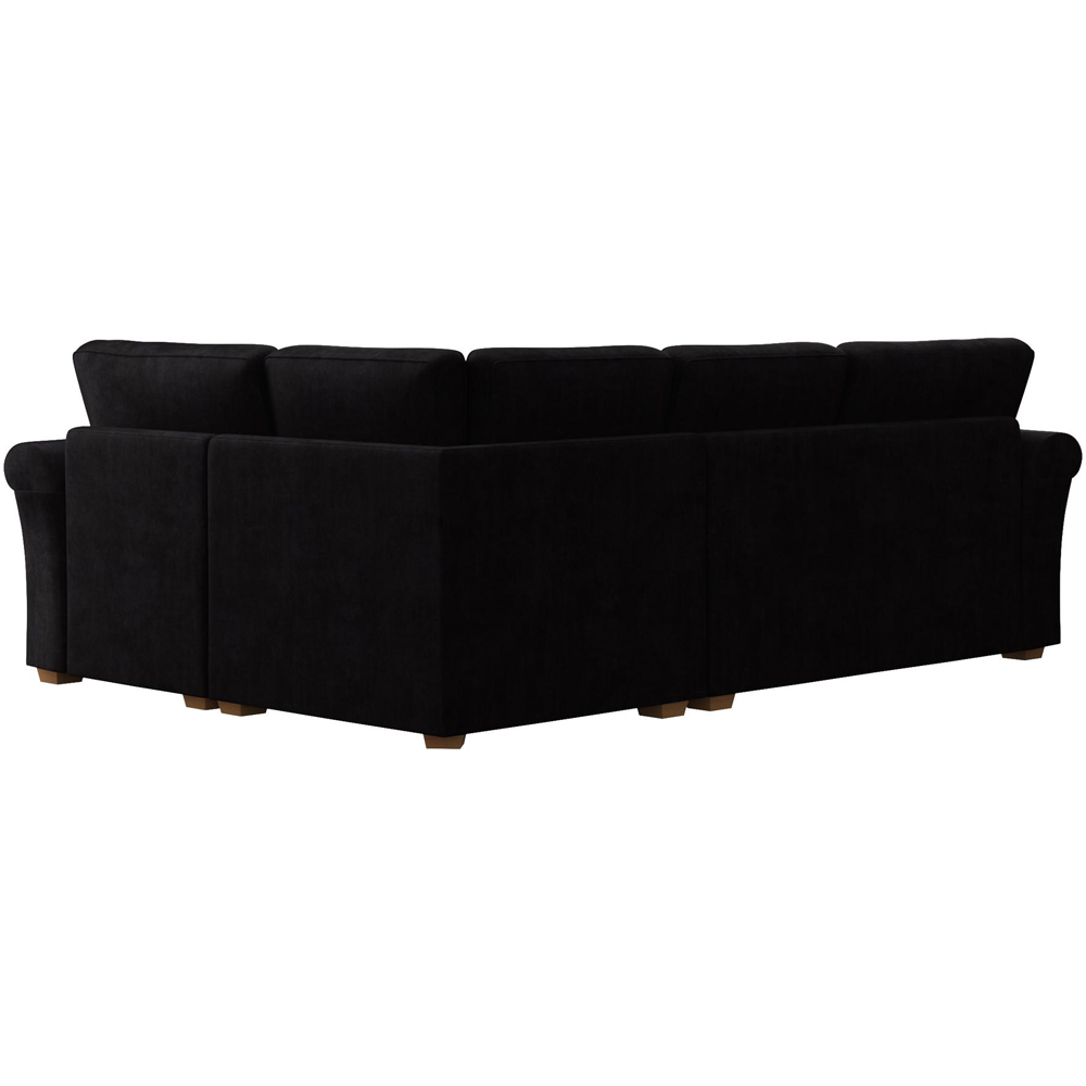 Castleacre 3 Seater Ebony Plush Velvet Left Hand Fixed Back Corner Sofa Image 4