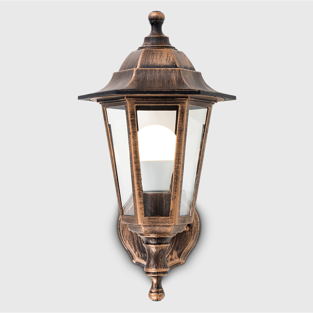 ValueLights Mayfair Brushed Gold LED Garden Wall Light Image 3