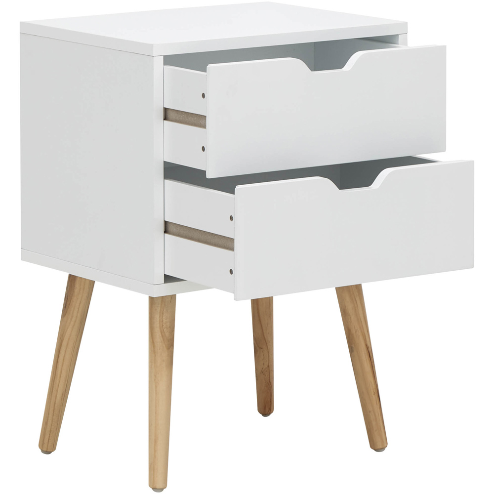 GFW Nyborg 2 Drawer White Bedside Table Set of 2 Image 5