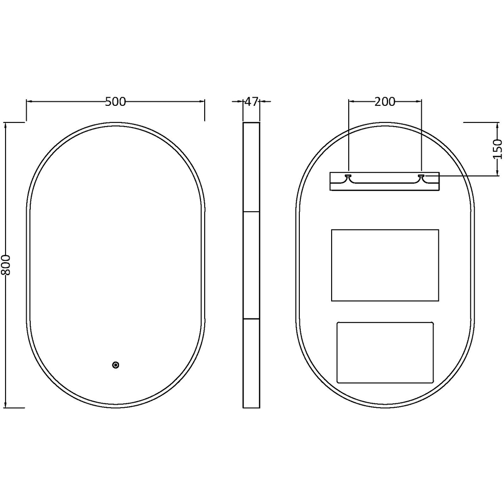 nuie Black Framed LED Touch Sensor Mirror 800 x 500mm Image 3