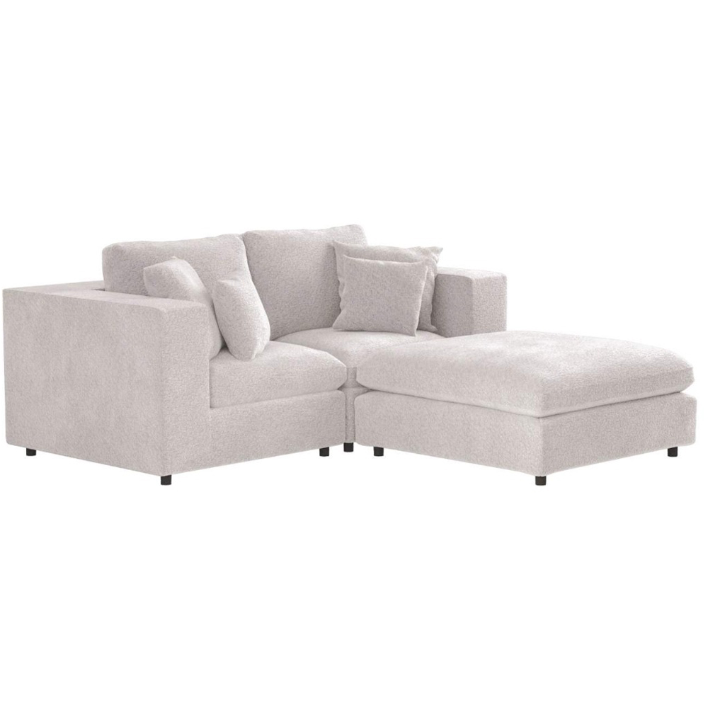 Solace+Co Asher 3 Seater Beige Boucle Sofa with Footstool Image 2