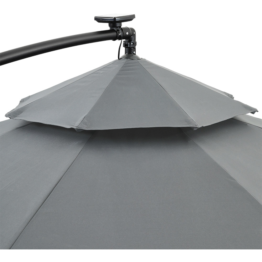 Living and Home Dark Grey 2 Tier Solar Light Cantilever Parasol with Square Base 3m Image 8