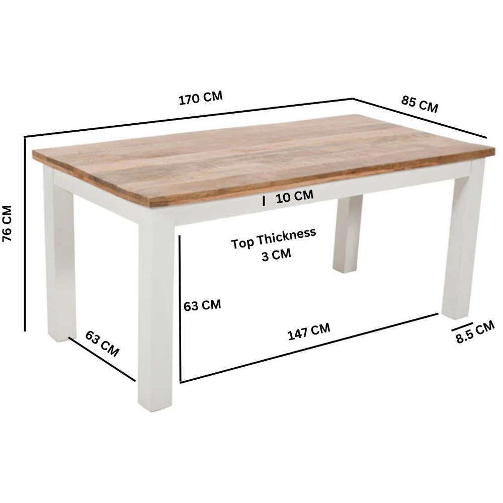 Brooklyn Alfie 6 Seater Solid Mango Wood Dining Table Image 7