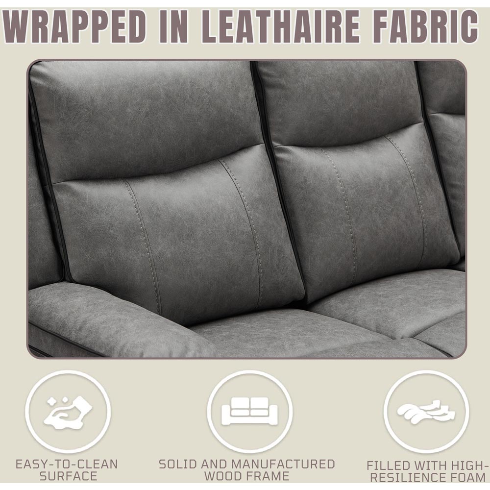 Furniture One 6 Seater Grey Manual Sectional Recliner Couches Sofa Set Image 4